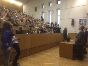 The film's director, Ben Moses, answers questions asked by journalism students from Taras Shevchenko National University following a sneak preview of "I Am a Ukrainian: personal stories of a revolution" at the Institute for International Relations on Oct. 22.