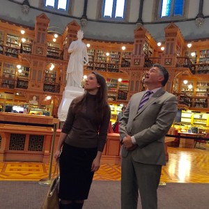 Yulia in the parliament library.